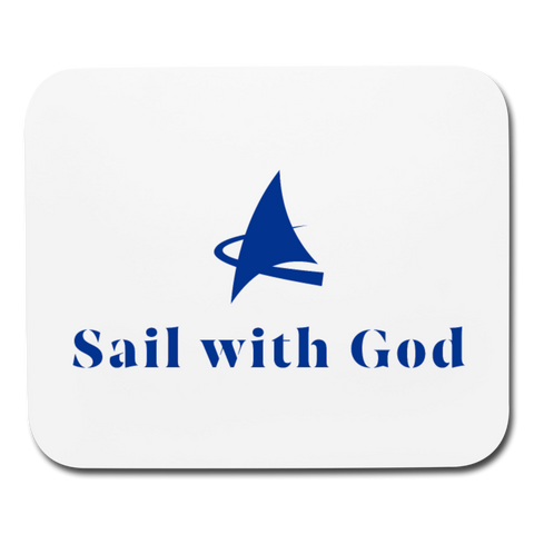 "Sail with God" Mouse Pad - Horizontal - white