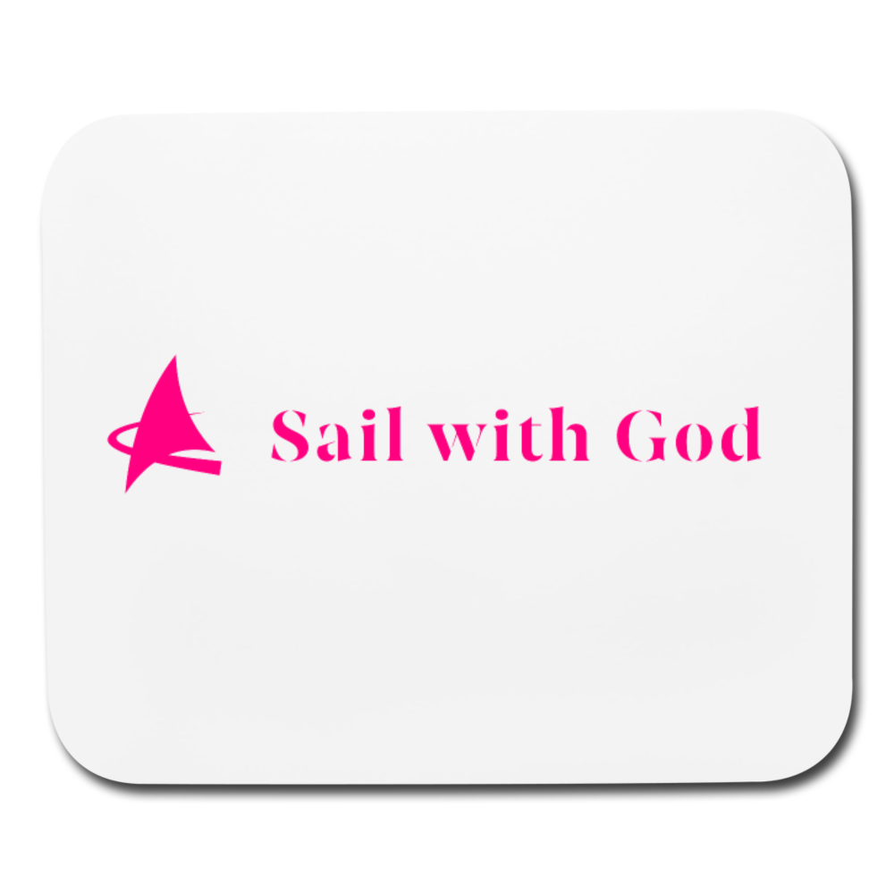 "Sail with God" Mouse Pad - Horizontal - white