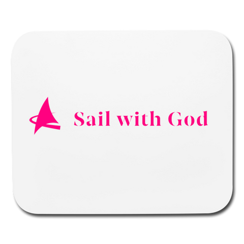 "Sail with God" Mouse Pad - Horizontal - white