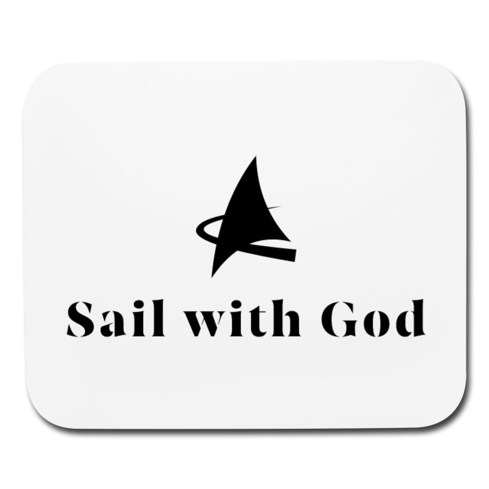 "Sail with God" Mouse Pad - Horizontal - white