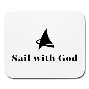 "Sail with God" Mouse Pad - Horizontal - white