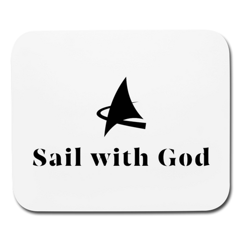 "Sail with God" Mouse Pad - Horizontal - white