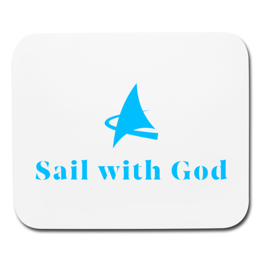 "Sail with God" Mouse Pad - Horizontal - white