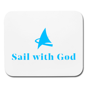 "Sail with God" Mouse Pad - Horizontal - white