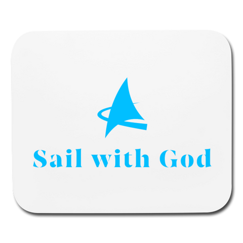 "Sail with God" Mouse Pad - Horizontal - white