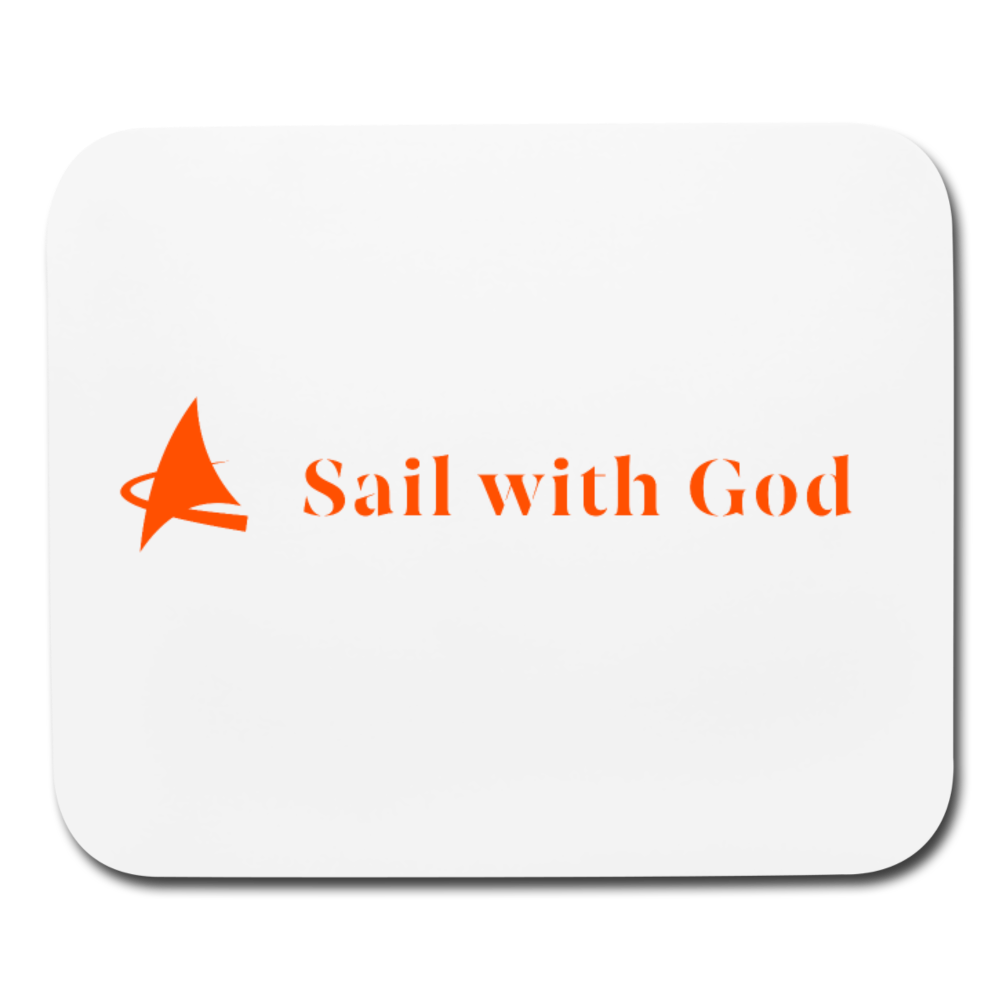 "Sail with God" Mouse Pad - Horizontal - white