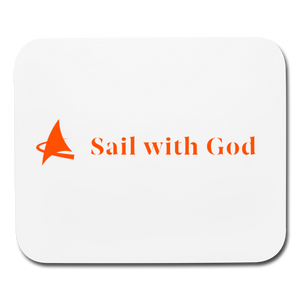 "Sail with God" Mouse Pad - Horizontal - white