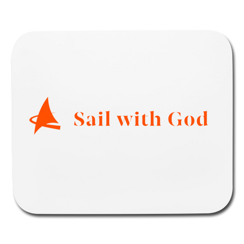 "Sail with God" Mouse Pad - Horizontal - white