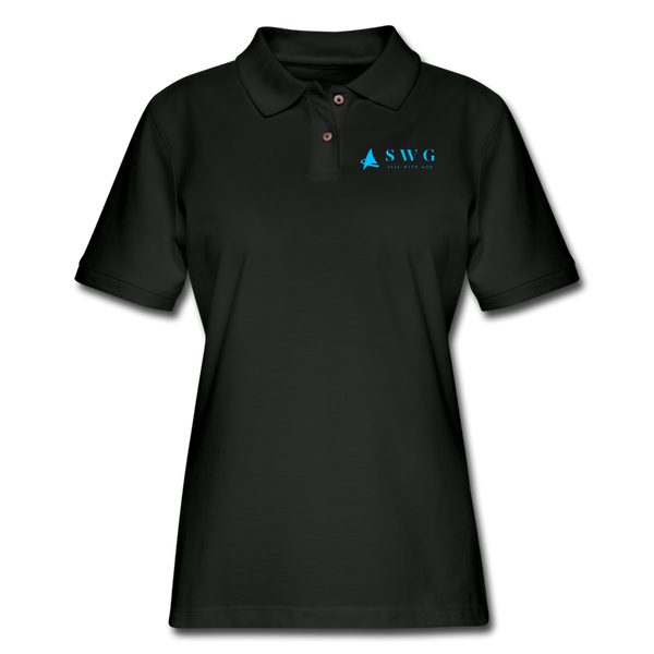 "SWG/Sail with God" Pique Polo Shirt - black