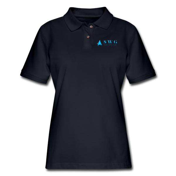 "SWG/Sail with God" Pique Polo Shirt - midnight navy