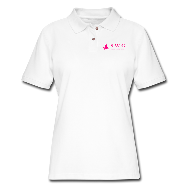 "SWG/Sail with God" Pique Polo Shirt - white