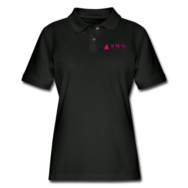 "SWG/Sail with God" Pique Polo Shirt - black