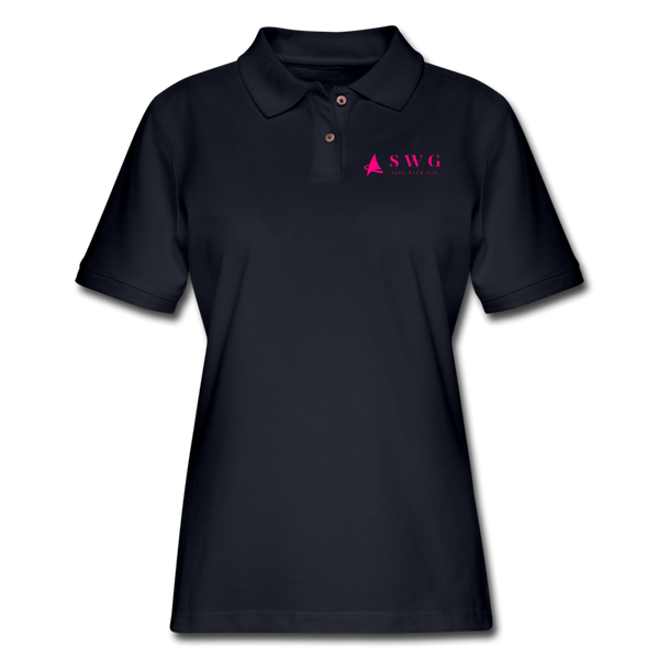 "SWG/Sail with God" Pique Polo Shirt - midnight navy