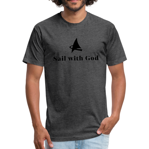 "Sail with God" Fitted Cotton/Poly T-Shirt by Next Level - heather black