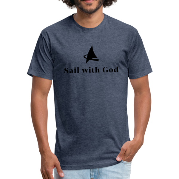 "Sail with God" Fitted Cotton/Poly T-Shirt by Next Level - heather navy