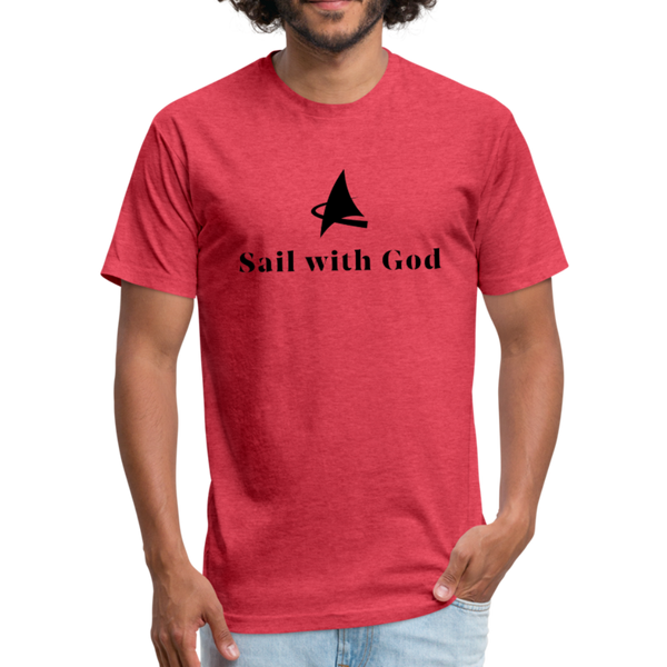 "Sail with God" Fitted Cotton/Poly T-Shirt by Next Level - heather red