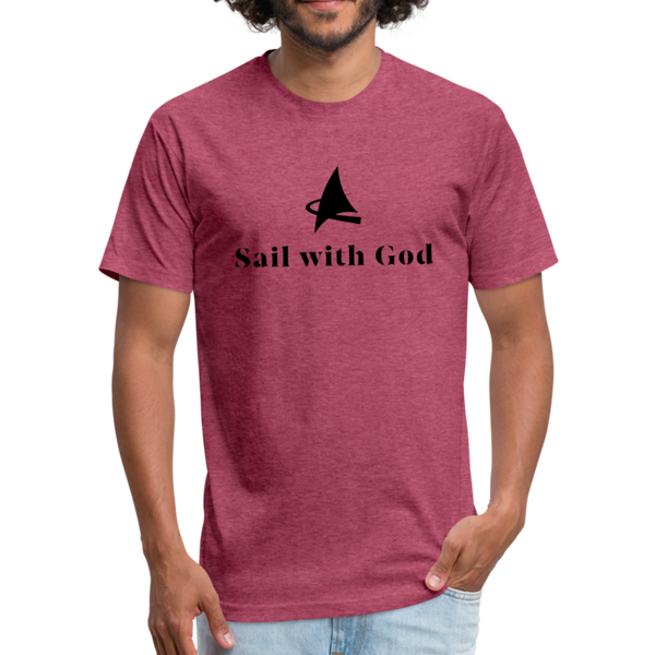 "Sail with God" Fitted Cotton/Poly T-Shirt by Next Level - heather burgundy