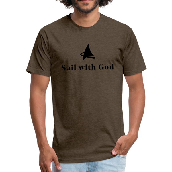 "Sail with God" Fitted Cotton/Poly T-Shirt by Next Level - heather espresso