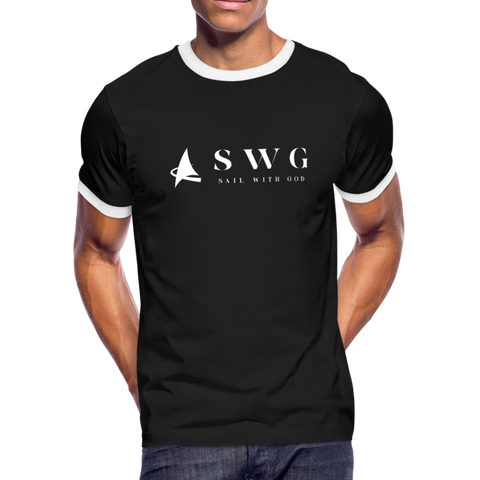 "Sail with God" Ringer T-Shirt - black/white