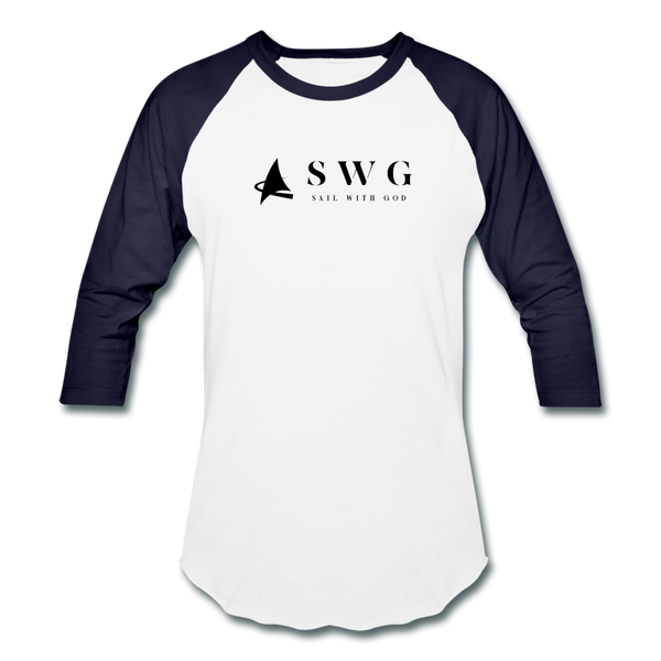 "SWG/Sail with God" Baseball T-Shirt - white/navy