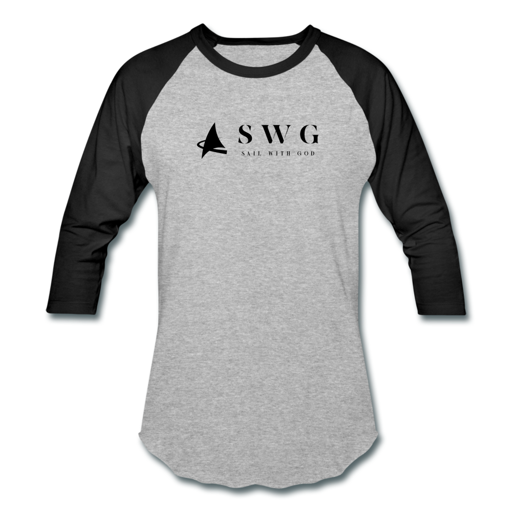 "SWG/Sail with God" Baseball T-Shirt - heather gray/black