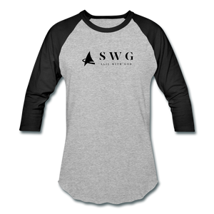 "SWG/Sail with God" Baseball T-Shirt - heather gray/black