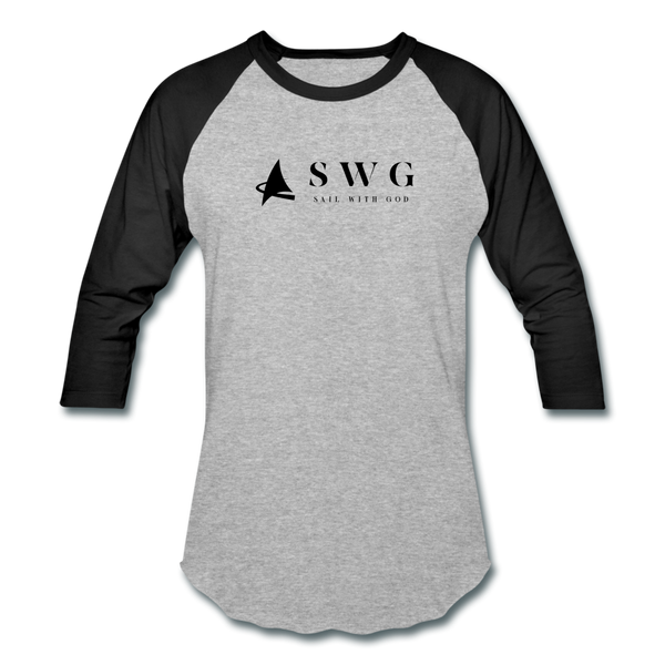 "SWG/Sail with God" Baseball T-Shirt - heather gray/black