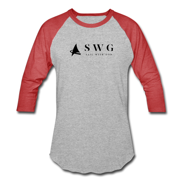 "SWG/Sail with God" Baseball T-Shirt - heather gray/red