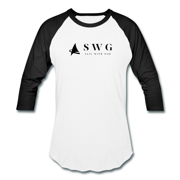 "SWG/Sail with God" Baseball T-Shirt - white/black