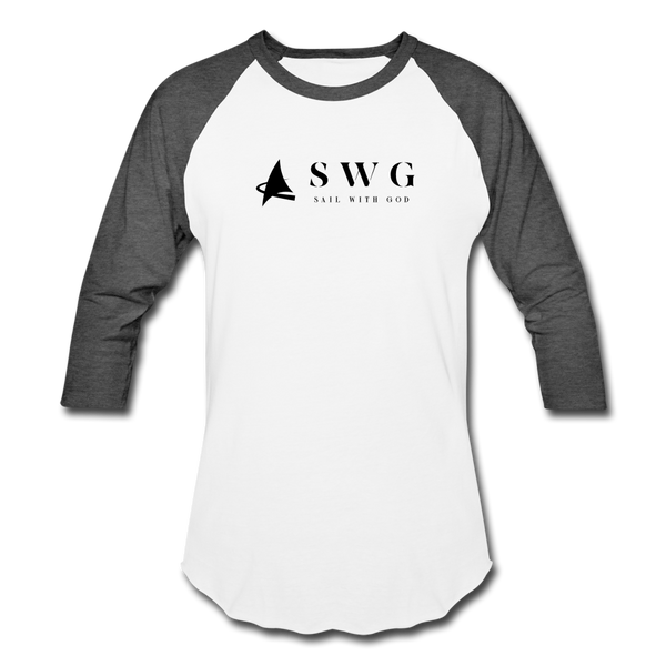 "SWG/Sail with God" Baseball T-Shirt - white/charcoal