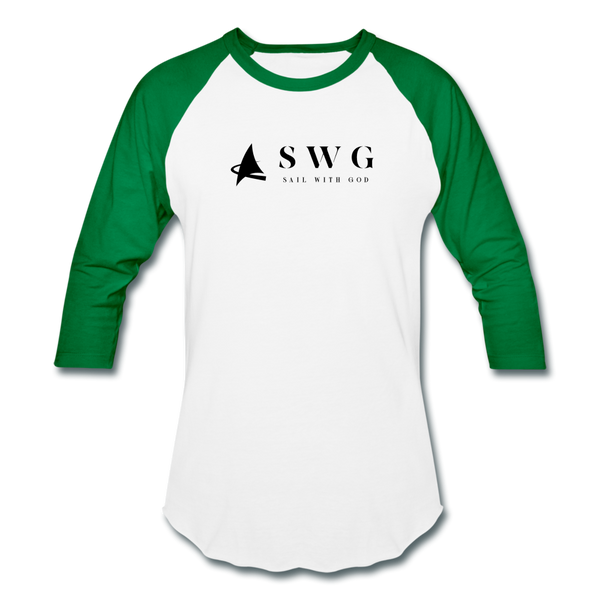 "SWG/Sail with God" Baseball T-Shirt - white/kelly green