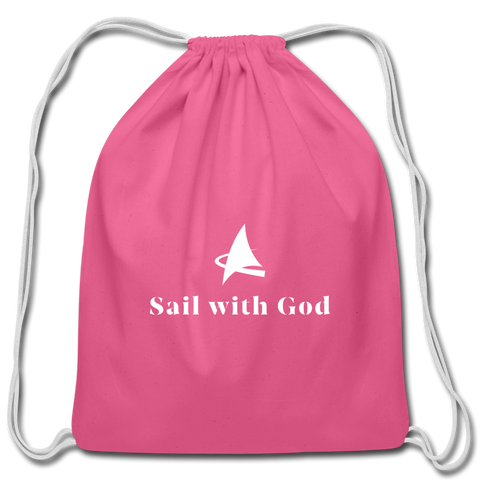 "Sail with God" Cotton Drawstring Bag - pink