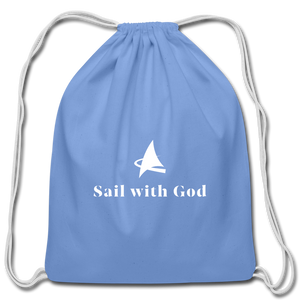 "Sail with God" Cotton Drawstring Bag - carolina blue