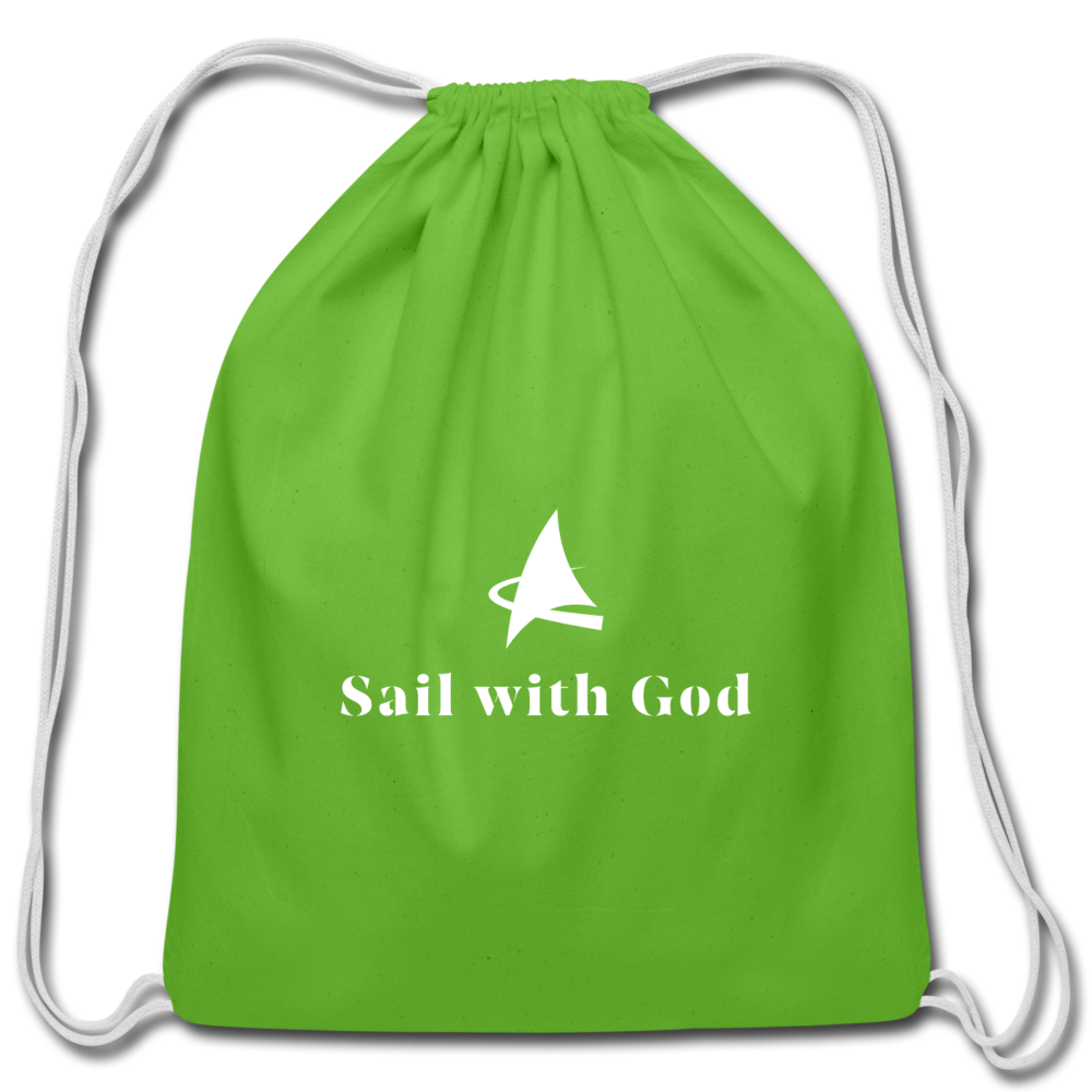 "Sail with God" Cotton Drawstring Bag - clover