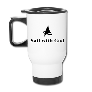 "Sail with God" Travel Mug - white