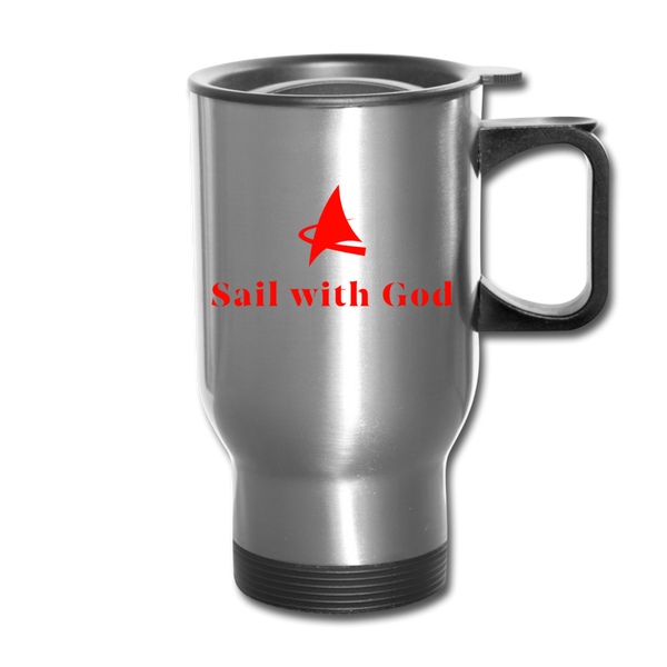 "Sail with God" Travel Mug - silver