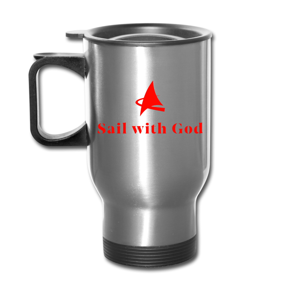 "Sail with God" Travel Mug - silver