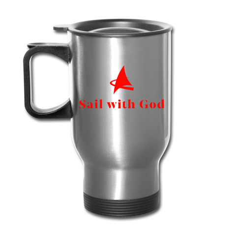 "Sail with God" Travel Mug - silver