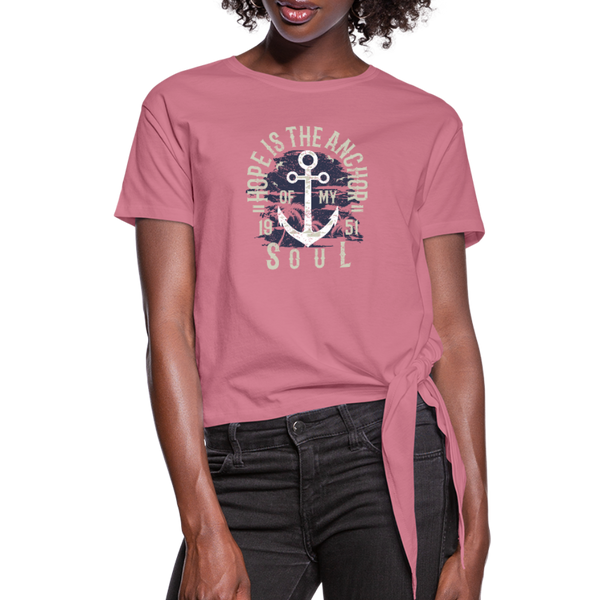 Hope is the Anchor - Knotted T-Shirt - mauve