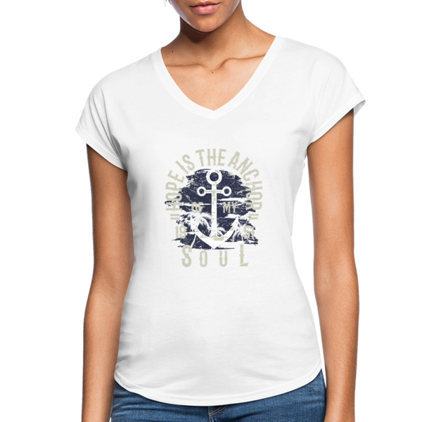 Hope is the Anchor - Tri-Blend V-Neck T-Shirt - white