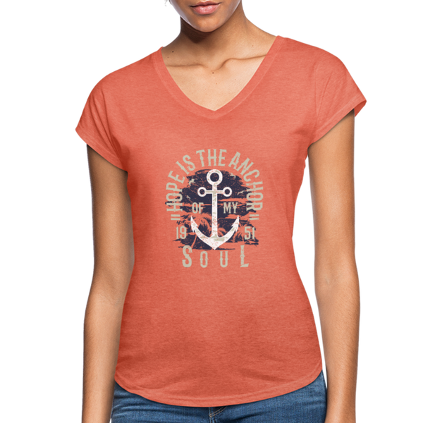 Hope is the Anchor - Tri-Blend V-Neck T-Shirt - heather bronze