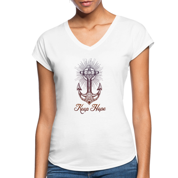 Keep Hope - Tri-Blend V-Neck T-Shirt - white