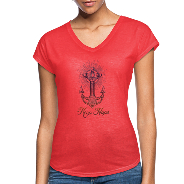 Keep Hope - Tri-Blend V-Neck T-Shirt - heather red