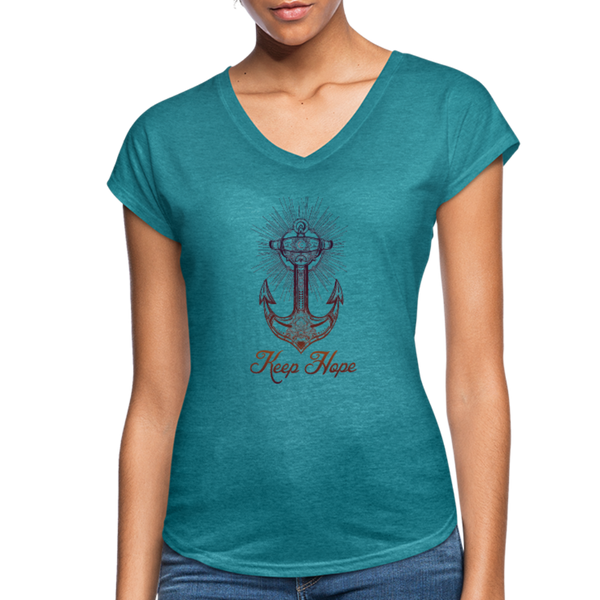 Keep Hope - Tri-Blend V-Neck T-Shirt - heather turquoise