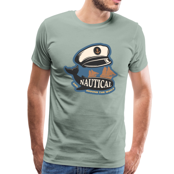 Nautical - Captains Hat - Premium T-Shirt - steel green