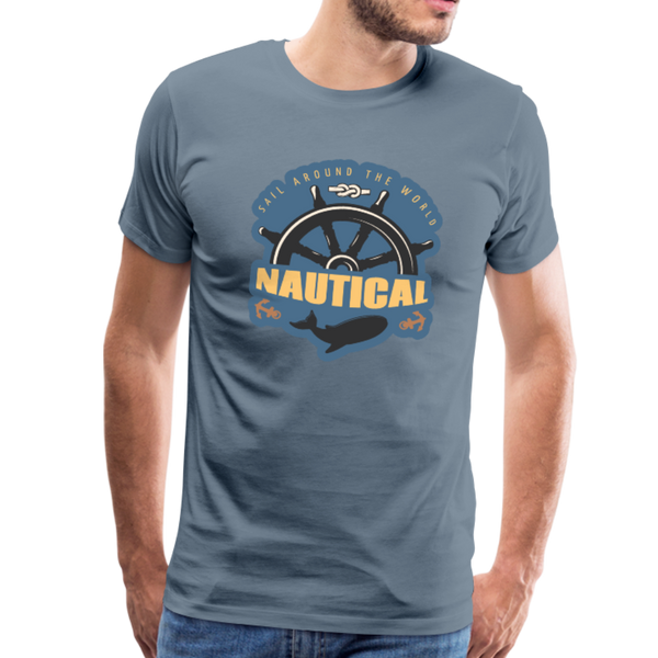 Nautical - Ships Wheel - Premium T-Shirt - steel blue