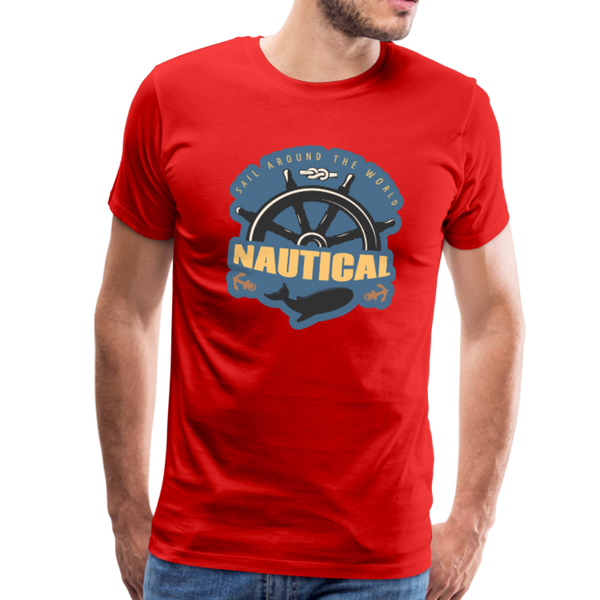 Nautical - Ships Wheel - Premium T-Shirt - red