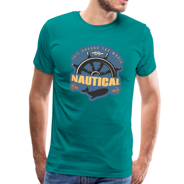 Nautical - Ships Wheel - Premium T-Shirt - teal