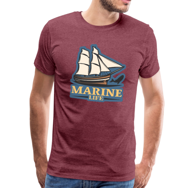 Marine Life - Sailing Boat - Premium T-Shirt - heather burgundy