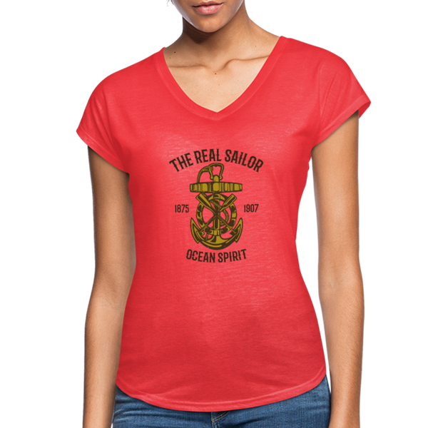 Women's Tri-Blend V-Neck T-Shirt - heather red